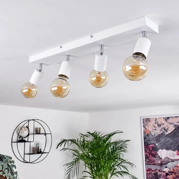 RİOLİGHT MODERN2 BEYAZ2 4XE27 MAFSALLI HAREKETLİ BAŞLIK(GLOP AMPUL HARİÇ) METAL SPOT AVİZE ürün görseli 1