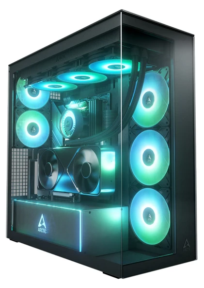 ARCTIC Xtender Vert.GPU Black/Mirror Glass ACPCC00019A, E-ATX, RGB, Mirror Tempered Glass, 5 Fan Siyah Gaming Kasa ürün görseli 1