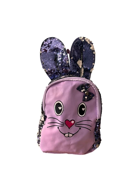 ÇOCUK LİLA RENK SIRT ÇANTASI PULLU RENKLİ SIRT ÇANTASI EN 15 CM BOY 21 CM ürün görseli 1