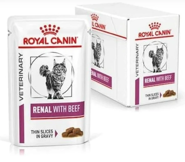 Royal Canin Renal Sığır Etli Kedi Yaş Maması 12x85 gr - Böbrek Yetmezliği İçin İştah Açıcı Pouch ürün görseli 1