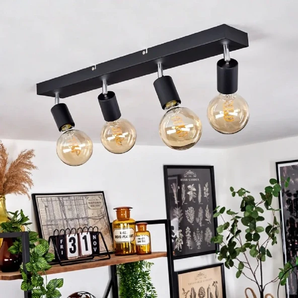 RİOLİGHT MODERN1 SİYAH1 4XE27 MAFSALLI HAREKETLİ BAŞLIK(GLOP AMPUL HARİÇ) METAL SPOT AVİZE ürün görseli 1
