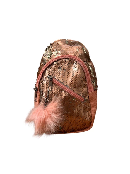 PEMBE PULLU ÇOCUK ÇANTA ÇOCUK SIRT ÇANTASI EN 21 CM BOY 14 CM ürün görseli 1