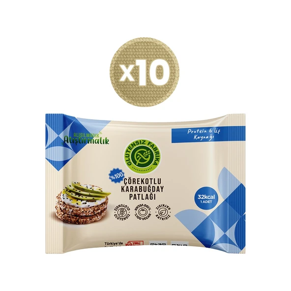 Karabuğday Patlağı Çörekotlu 24 G x 10 Paket (Glütensiz & Vegan) ürün görseli 1