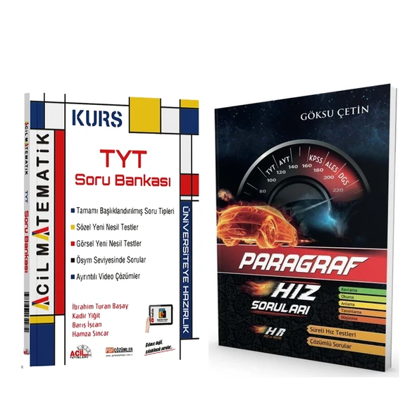Acil Yayınları TYT Matematik Soru Bankası ve Hız Renk Paragraf Soru Bankası Seti 2 Kitap ürün görseli 1