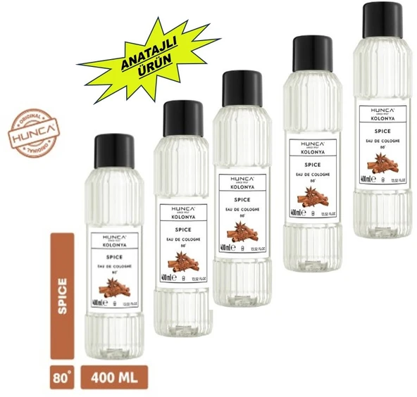 Tarçın Kolonyası 400 ml, Ferahlatıcı Baharatlı Koku, Kalıcı Etki 5 ADET ürün görseli 1