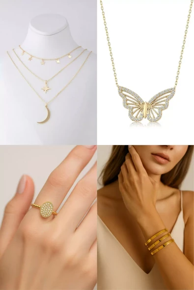 4'Lü Çelik Bijuteri Set -  SNJ-SET4001 ürün görseli 1