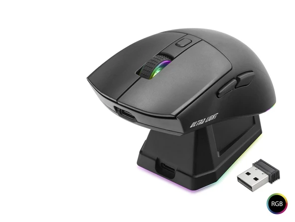 Kablosuz Rgb Mouse Şarj Standlı - Siyah MF1215B ürün görseli 1