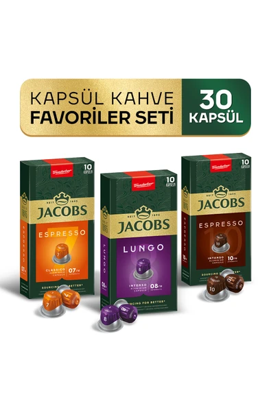 Kapsül Kahve Favoriler Seti 30'lu Nespresso Uyumlu Alüminyum Kapsül Kahve (7,8 ve 10) ürün görseli 1