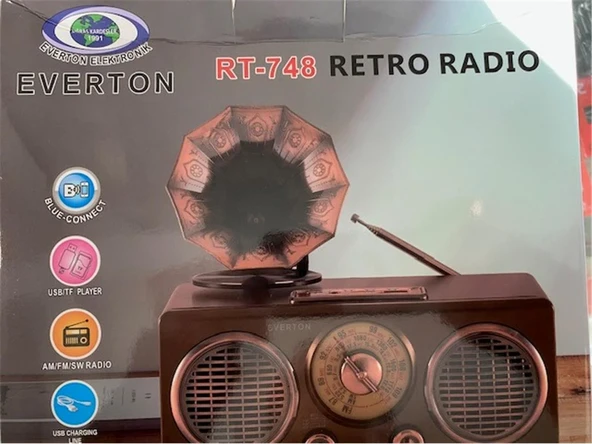 Everton Rt-748  Bluetooth Fm-Usb-Tf-Aux  Şarjlı Nostaljik Radyo ürün görseli 1