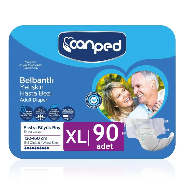 Canped Belbantlı Tekstil Yüzey Hasta Bezi XL- Extra Large Beden 90 Adet ürün görseli 1
