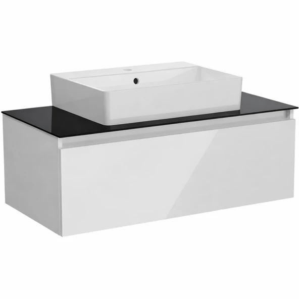 VitrA Nuo Lavabo Dolabı Parlak Beyaz 100 cm Çekmeceli (Çanak Lavabolu) 80439 ürün görseli 1