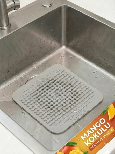 Kokulu Süzgeçli Parfümlü Kötü Koku Giderici Silikon Mat Banyo Mutfak Lavabo Gider Kapatıcı Süzgeç Kapak GRİ ürün görseli 1