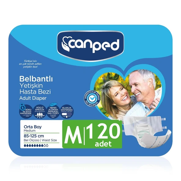Canped Belbantlı Tekstil Yüzey Hasta Bezi M-Medium Beden 120 Adet ürün görseli 1
