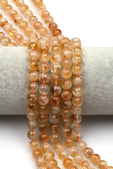 Sitrin Doğal Taş Dizi 8 mm Küre Kesim - DZ-0882 ürün görseli 1