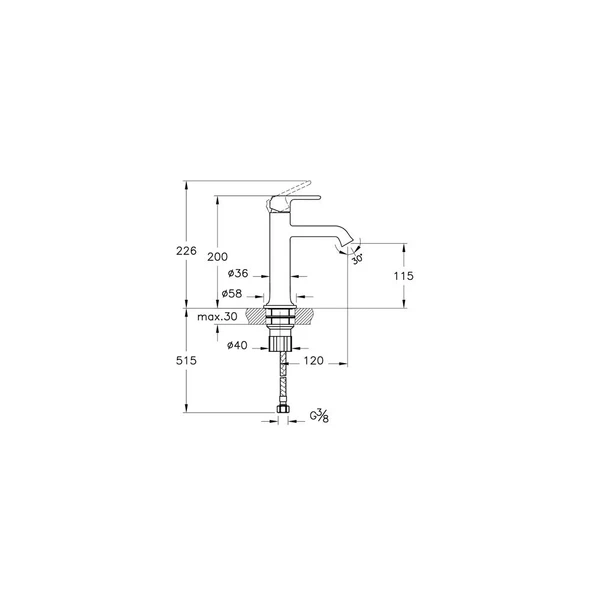 VitrA Origin Classic Lavabo Bataryası Krom A42880 - Resim 2