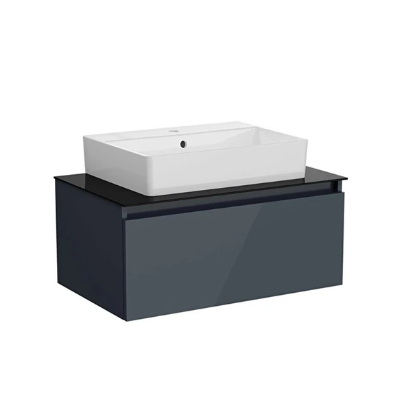 VitrA Nuo Lavabo Dolabı Parlak Antrasit 80cm (Çanak Lavabolu) 67693 ürün görseli 1