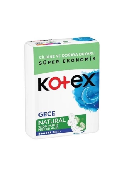 Kotex Hijyenik Ped Natural Gece 14'lü x6 Adet ürün görseli 1