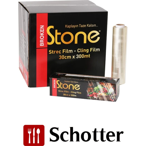 Broken Stone Polietilen Gıda Streç Film – 45 cm x 300 M – 8 Mic (16’lı Koli) ürün görseli 1