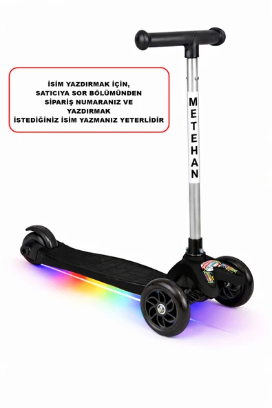 Tois Neo İsme Özel Işıklı Scooter 3 Tekerlekli Yükseklik Ayarlı Çocuk Scooterı ürün görseli 1