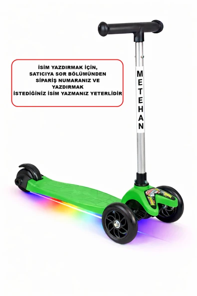 Tois Neo İsme Özel Işıklı Scooter 3 Tekerlekli Yükseklik Ayarlı Çocuk Scooterı ürün görseli 1
