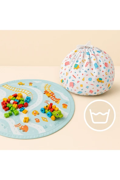 SafeMom Bebek, Çocuk Oyuncak Bohçası, Bebek Oyun Halısı, Çift Taraflı, 90 cm ürün görseli 1