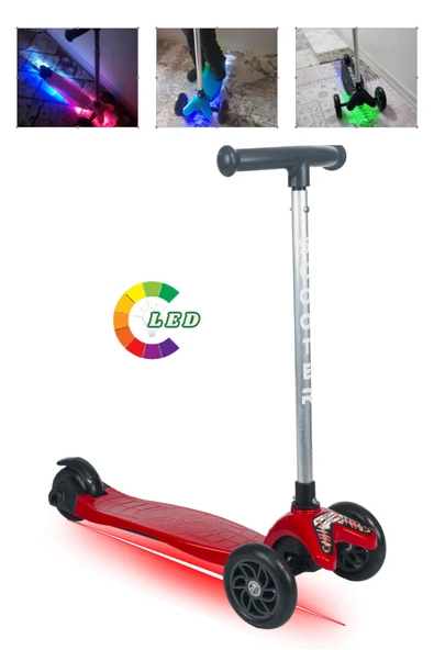 Tois Color Led Işıklı 3 Tekerlekli Yükseklik Ayarlı Scooter ürün görseli 1