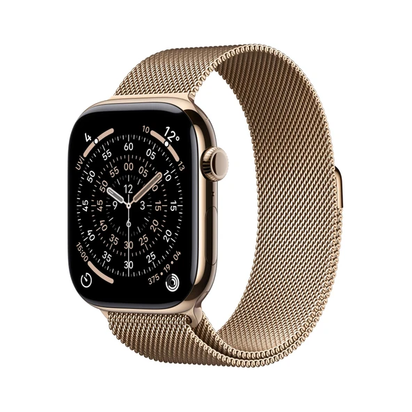 Apple Watch Series 11 GPS + Cellular 46mm Altın Rengi Titanyum Kasa ve Altın Rengi Milano Loop M/L ürün görseli 1