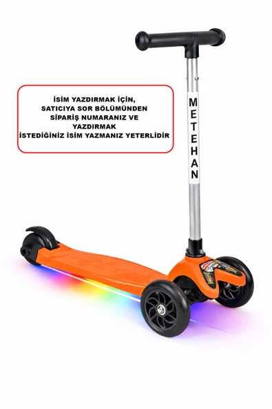 Tois Neo İsme Özel Işıklı Scooter 3 Tekerlekli Yükseklik Ayarlı Çocuk Scooterı ürün görseli 1