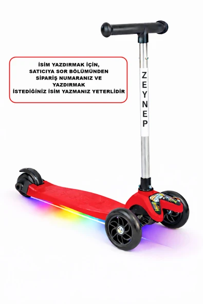 Tois Neo İsme Özel Işıklı Scooter 3 Tekerlekli Yükseklik Ayarlı Çocuk Scooterı ürün görseli 1