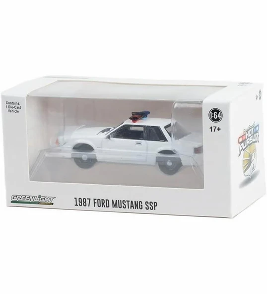 Greenlight 1987 Ford Mustang SSP Beyaz 1/64 Model Araba ürün görseli 1