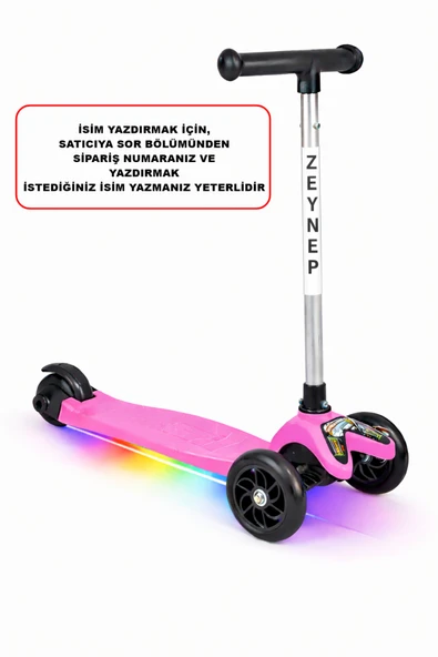 Tois Neo İsme Özel Işıklı Scooter 3 Tekerlekli Yükseklik Ayarlı Çocuk Scooterı ürün görseli 1