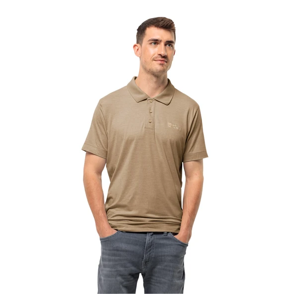 Jack Wolfskin Travel Polo Erkek Outdoor Tişört Kahve ürün görseli 1