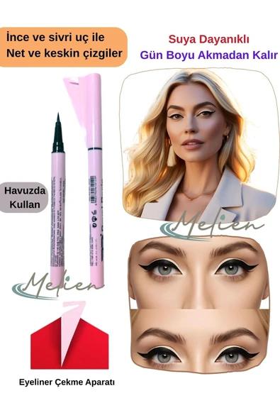 Profesyonel İnce Uçlu Suya Dayanıklı Akmayan Kalıcı Göz Makyajı Eyeliner Çekme Aparatı Kalemi ürün görseli 1