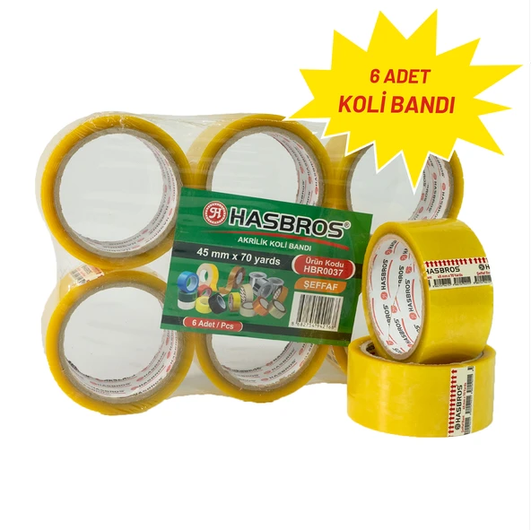 HASBROS 45MMx70 YARDS KOLİ BANDI - 6 ADET ürün görseli 1