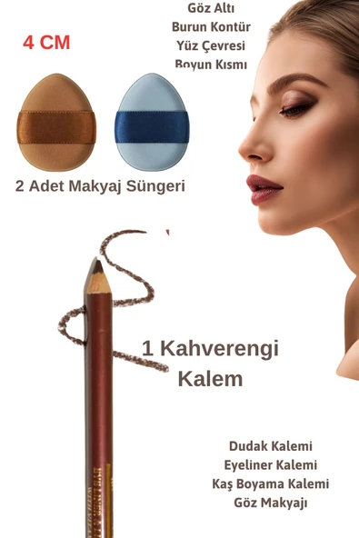 1 Suya Dayanıklı Dolgun Dudak Göz Pürüzsüz Eyeliner Kaş Boyama Kalemi Peeling Dudak 2 Makyaj Süngeri ürün görseli 1
