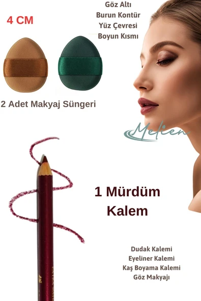 1 Suya Dayanıklı Dolgun Dudak Göz Pürüzsüz Eyeliner Kaş Boyama Kalemi Peeling Dudak 2 Makyaj Süngeri ürün görseli 1