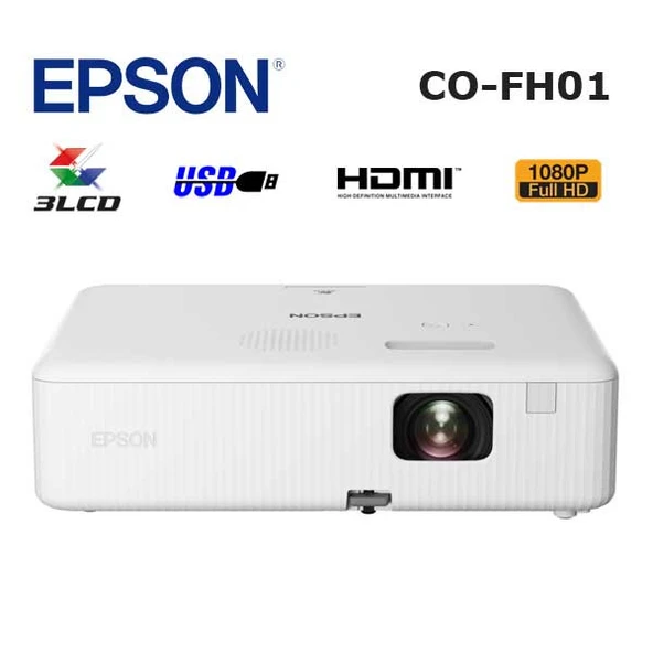 EPSON CO-FH01 Full HD 3000 Ansi Lümen Projeksiyon Cihazı ürün görseli 1