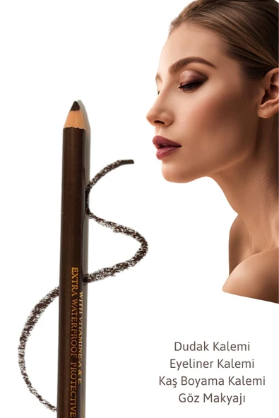 1 Ad Kahverengi Suya Dayanıklı Dudak Kalemi Eyeliner Kalemi Göz Altı Kaş Boyama Makyaj Kalemi Seti ürün görseli 1