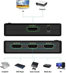 4K  HDTV 3x1 HDMI Switch Splitter HDMI SWITCH - Resim 3