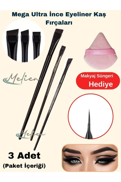 3 Ad Mega Ultra-İnce Düz Eyeliner Kaş Makyaj Fırçası Süngeri Hat Çekme Aparatı Göz Kalemi Seti ürün görseli 1
