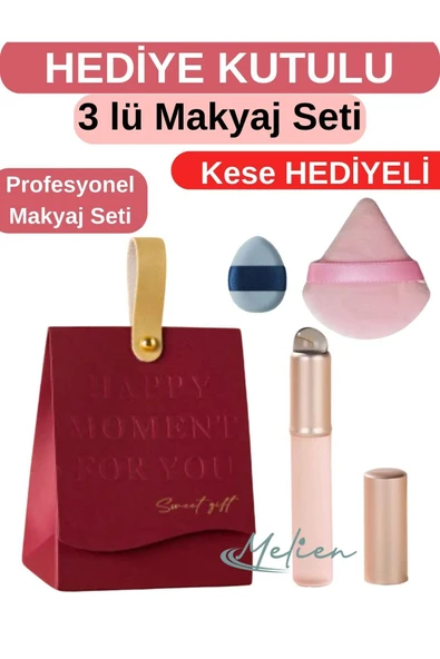 Dudak Eyeliner Yüz Göz Altı Kapatıcı Bb Cc Güneş Krem Pudra Makyaj Kalemi Süngeri Seti Hediye Kutusu ürün görseli 1