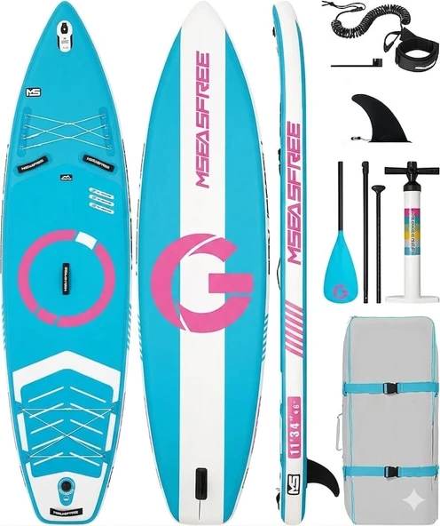 MSEASFREE 335 cm x 86 cm x 15 Cm Şişme Paddle Board – Şişme Sup Board 175 kg Taşıma Kapasiteli Aile & Yoga SUP Şişme Sörf Tahtası ürün görseli 1