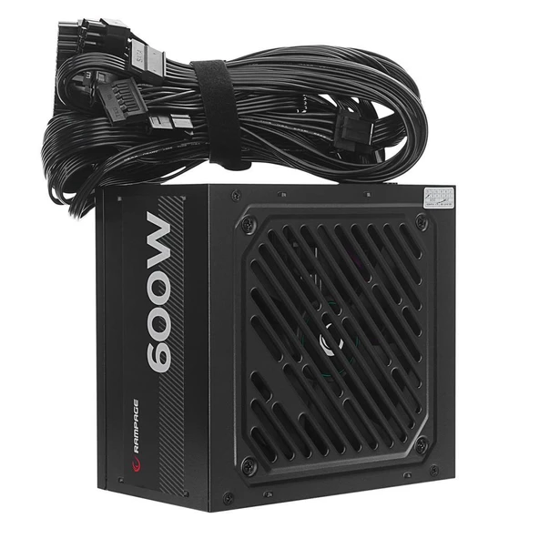 Rampage RMP-600-80P 600W 80 Plus Standart 12cm Fan Aktif PFC Power Supply (Kutusuz) ürün görseli 1