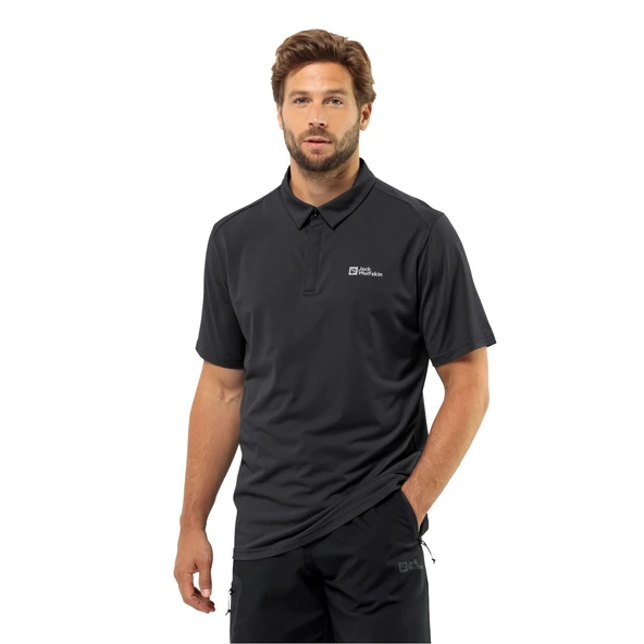 Jack Wolfskin Delgami Polo Erkek Outdoor Tişört Siyah ürün görseli 1
