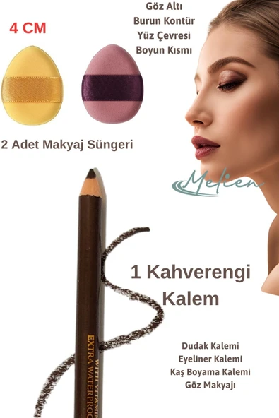 1 Suya Dayanıklı Dolgun Dudak Göz Pürüzsüz Eyeliner Kaş Boyama Kalemi Peeling Dudak 2 Makyaj Süngeri ürün görseli 1