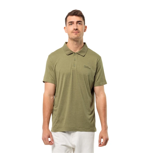 Jack Wolfskin Travel Polo Erkek Outdoor Tişört Yeşil ürün görseli 1