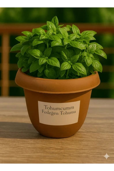 Tohumcumm Fesleğen Yetiştirme Seti 25 Adet Yeşil Yapraklı Fesleğen Tohumu + Saksı + Toprak ürün görseli 1