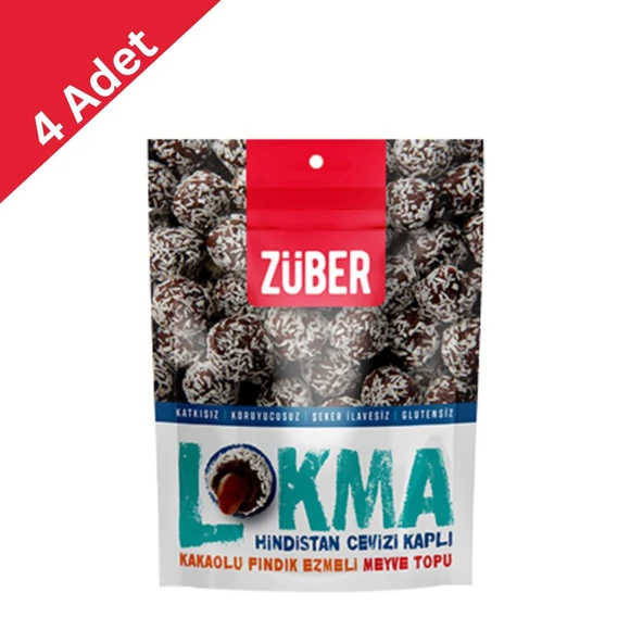 Züber Glütensiz Lokma Hindistan Cevizi Kaplı Kakaolu 96 g x 4 Adet ürün görseli 1