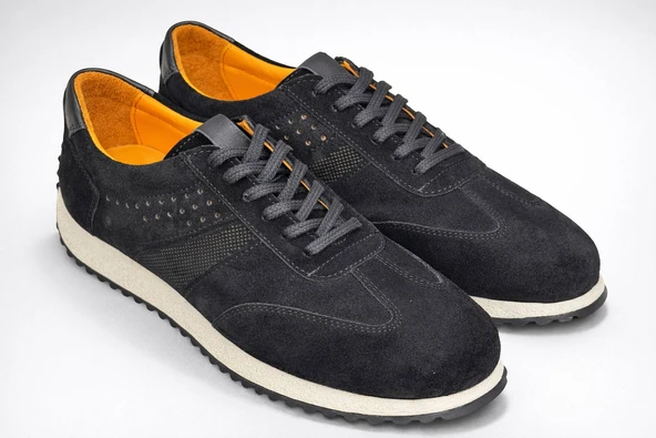 Calvaren Terra Siyah Süet Hakiki Deri Termo Taban Sneaker ürün görseli 1