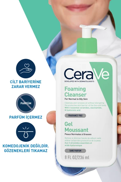 CERAVE Foaming Cleanser 236 ml - Resim 3